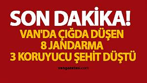 VAN'DA ÇIĞDA DÜŞEN 8 JANDARMA 3 KORUYUCU ŞEHİT DÜŞTÜ