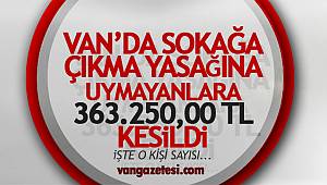 Van'da 2 günlük yasağa uymayanlara toplamda 363.250,00 TL para cezası