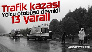 Yolcu otobüsü devrildi - 13 yaralı