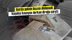 Van'da polisin ikazını dinlemedi, kaçakçı kaçayım derken direğe çarptı - Videolu
