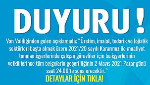 Van Valiliğinden Önemli duyuru - Kısıtlama hakkında