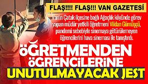 Van’ın Çatak ilçesinde öğrencilere açık havada sinema gösterisi