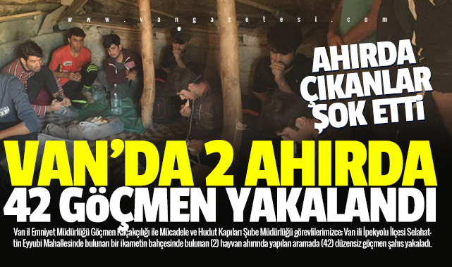 Van'da 42 göçmeni 2 hayvan ahırına gizlediler ve yetmedi - Videolu