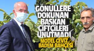 Gönüllere dokunan başkan çiftçileri unutmadı, model ceviz badem bahçesi
