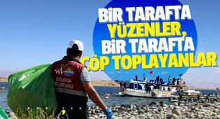 Van'da hem yüzdüler, hem de çöp topladılar