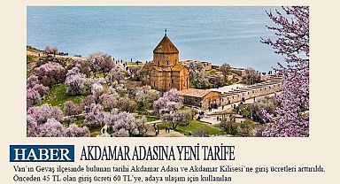 AKDAMAR ADASINA YENİ TARİFE