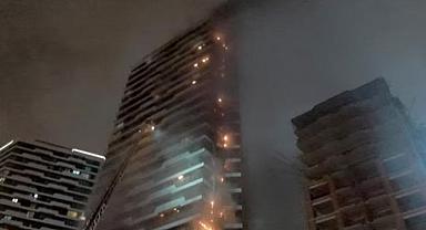 24 katlı binada feci yangın 