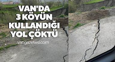 Van'da 3 köyün kullandığı yol çöktü