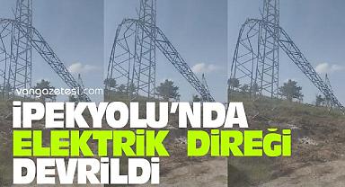 Van İpekyolu’nda Elektrik Direği Devrildi