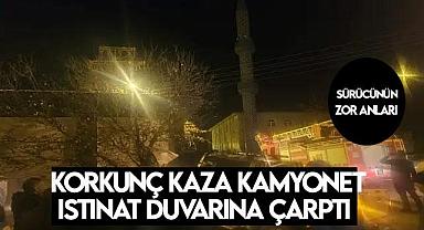 Korkunç kaza kamyonet istinat duvarına çarptı 