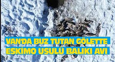 VAN'DA BUZ TUTAN GÖLETTE ESKİMO USULÜ BALIKI AVI