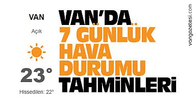 Van’da 7 Günlük Hava Durumu Tahmini