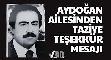 Van Haber - Aydoğan Ailesinden Taziye Teşekkür Mesajı