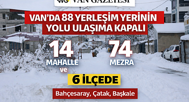 Van'da halen 6 İlçede 88 Yol Kapalı