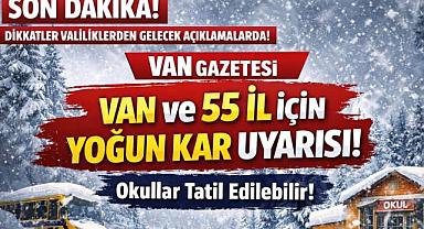 Van Dahil 55 İl İçin Kar Alarmı