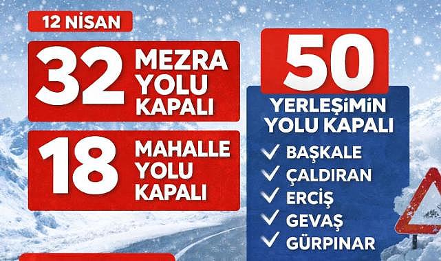 Van’da 50 Yerleşim Yerinin Yolu Kapalı