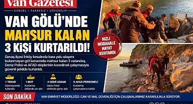 Van Gölü'nde Mahsur Kalan 3 Kişi Kurtarıldı