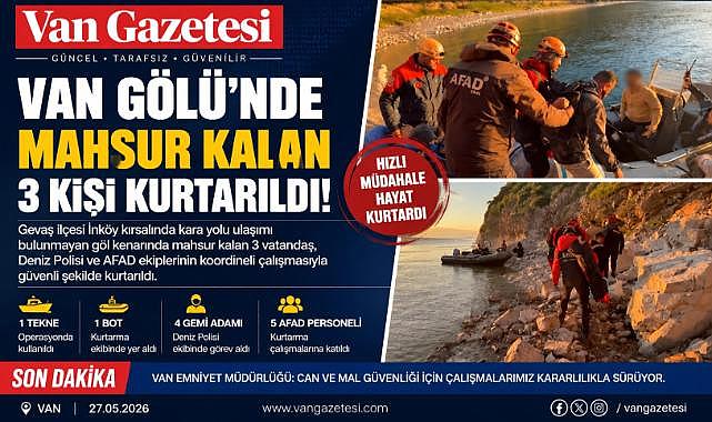 Van Gölü'nde Mahsur Kalan 3 Kişi Kurtarıldı