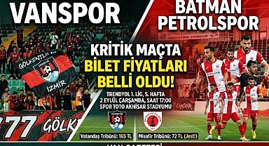 Vanspor - Batman Petrolspor Maçının Bilet Fiyatları Belli Oldu!