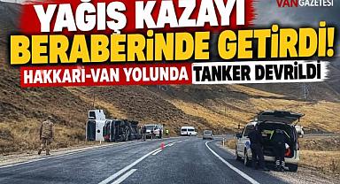 Yağış kaza getirdi Tanker virajda devrildi