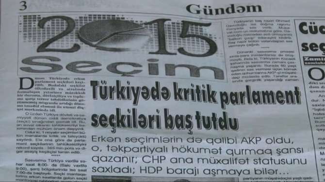 1 Kasım Seçimi Azerbaycan Medyasında