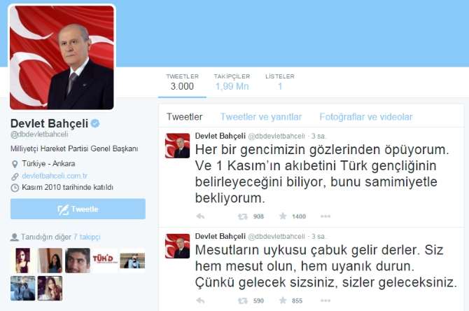 Bahçeli Twitter’dan Gençlere Seslendi