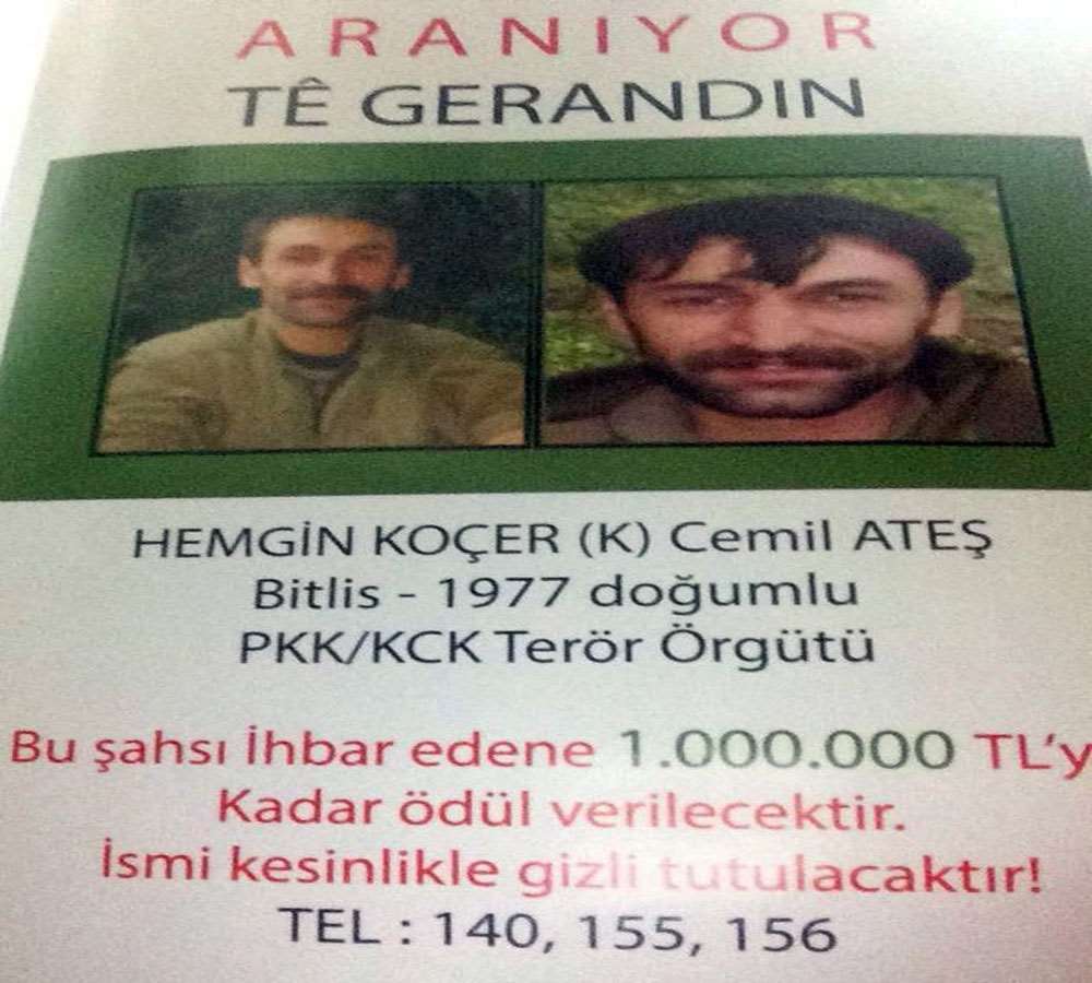 Başına 1 Milyon Lira Ödül Konulan Pkk’lı Ölü Ele Geçirildi