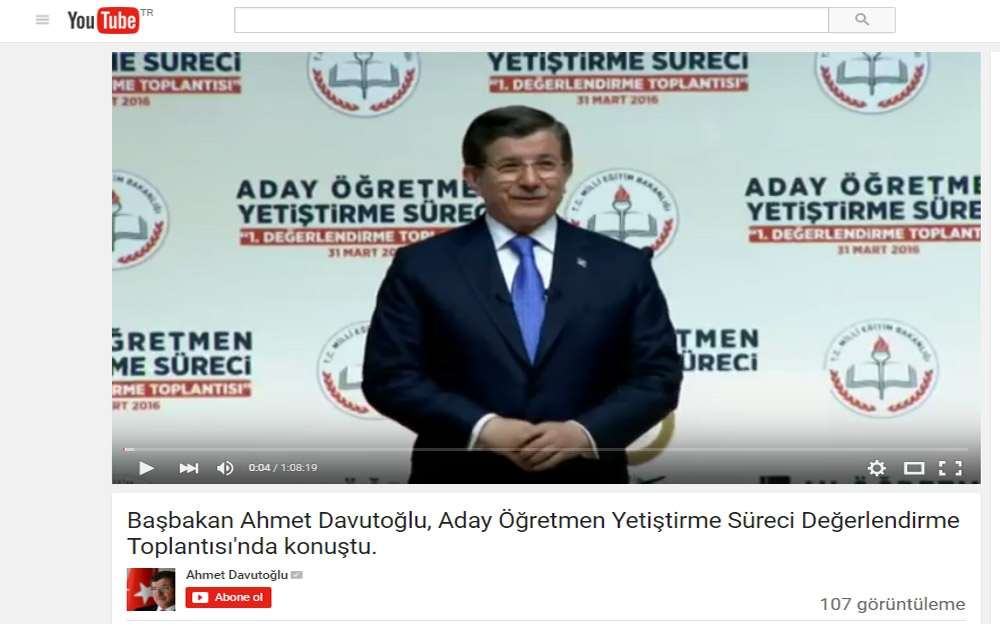 Davutoğlu Youtube’dan İlk Videosunu Yayınladı