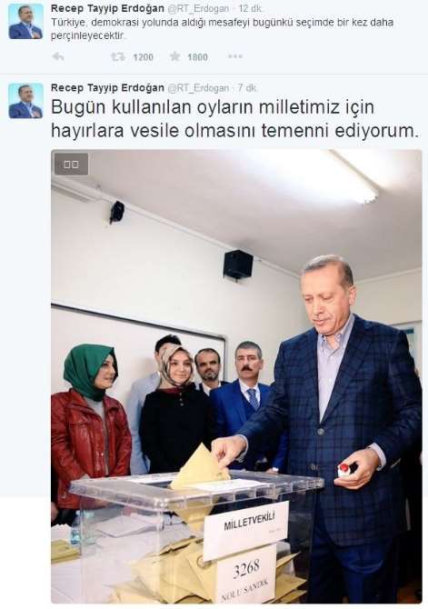 Erdoğan’dan 1 Kasım Tweeti