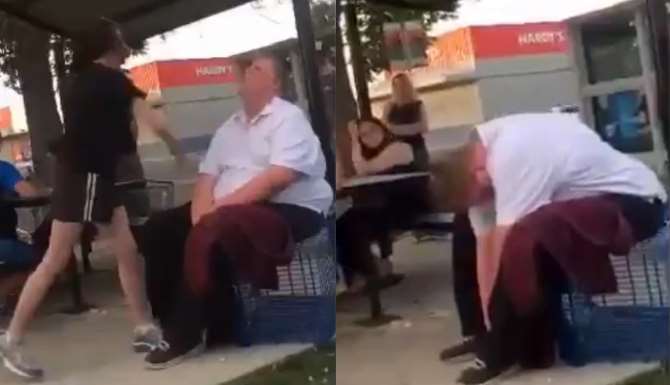 Geç Kız Engelli Adamı Yumruklayarak Bayılttı