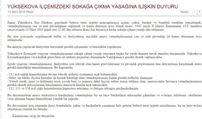 Hakkari Valiliğinden ’yüksekova’ Açıklaması