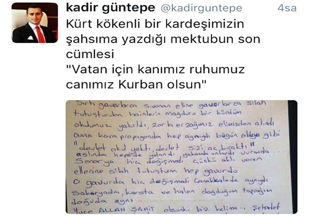 Kürt Kökenli Vatandaştan Kaymakama Duygulandıran Mektup