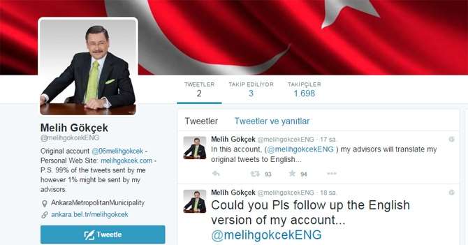 Melih Gökçek Artık İngilizce Tweetler De Atacak