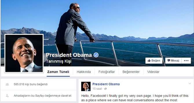 Obama Facebook Hessabı Açtı