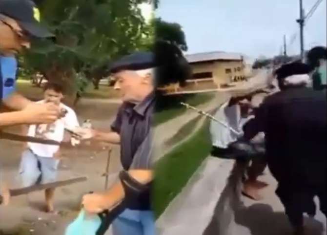 Yaşlı Adamdan Soyguncuya Bastonlu Ders